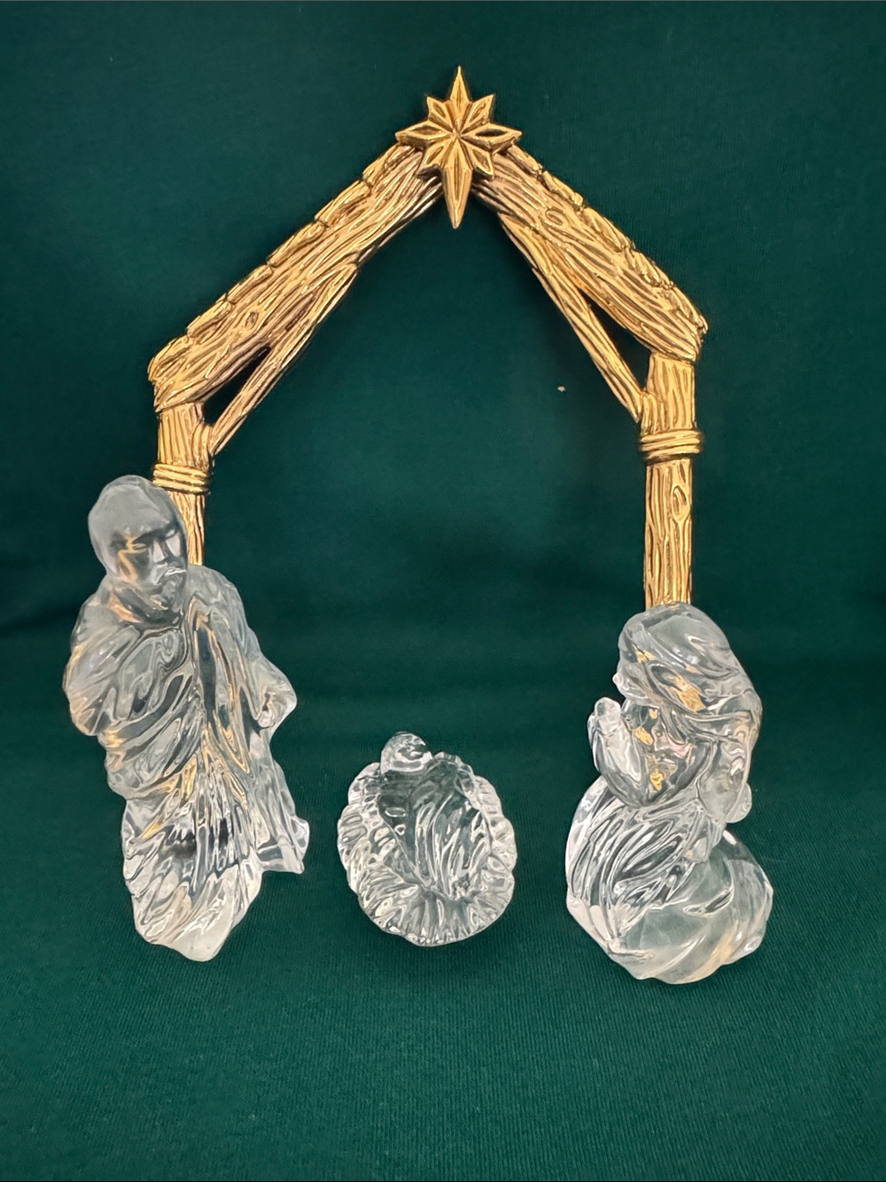 VTG Gorham Crystal & Gold Nativity Set 4 Pc Creche Scene Manger Christmas - Picture 2 of 14